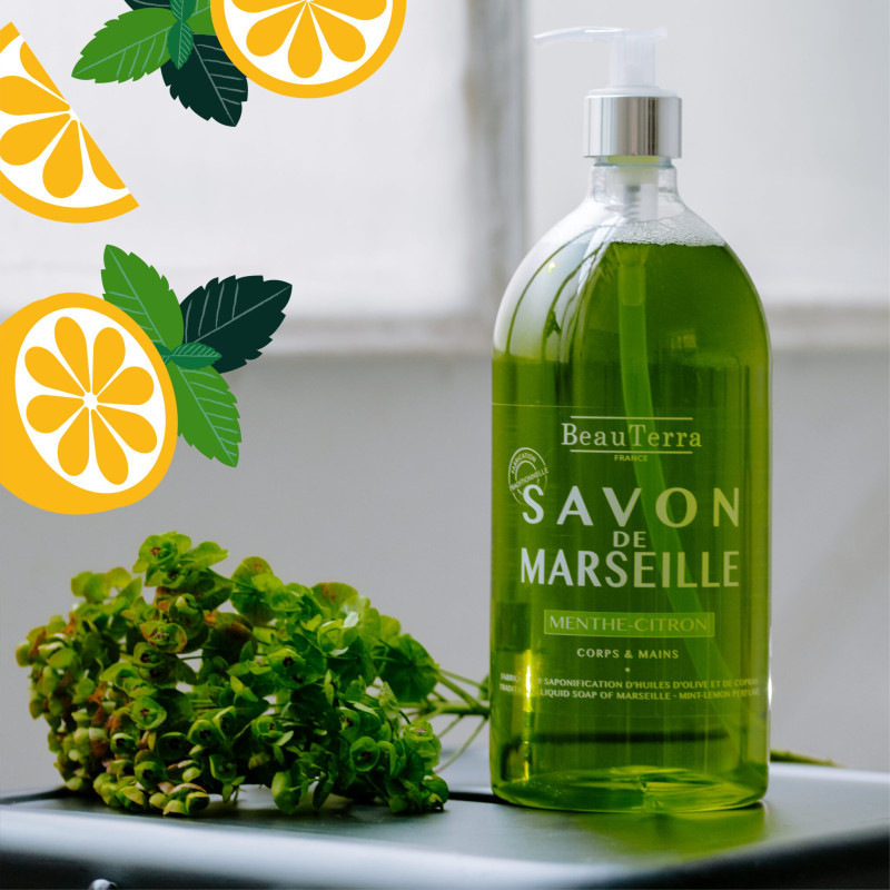 Beauterra PIPARMĒTRU-CITRONU MARSEĻAS ŠĶIDRĀS ZIEPES 1L